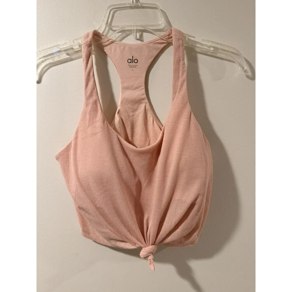 Alo Yoga Ribbed Knot Sports Bra Crop Top Nectar Size Large